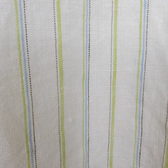 Chico's Ivory and Olive Striped Button Down Shirt - Picture 4 of 5